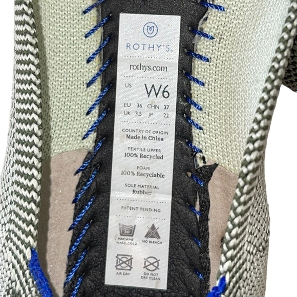 Rothy's Green and Cream Flats Comfortable and Stylish. Size W6 GUC - Picture 12 of 12